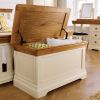 Farmhouse Country Oak Cream Painted Storage Blanket Box - SPRING SALE - 4