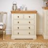 Farmhouse Country Oak Cream Painted 2 Over 3 Chest of Drawers - SPRING SALE - 3