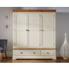Farmhouse Country Oak Cream Painted Triple Wardrobe - SPRING SALE - 7