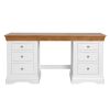 Farmhouse Country White Painted Double Pedestal Large Dressing Table / Desk - SPRING SALE - 9