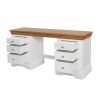 Farmhouse Country White Painted Double Pedestal Large Dressing Table / Desk - 10% OFF SPRING SALE - 10