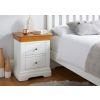 Farmhouse White Painted 2 Drawer Oak Bedside Table - 10% OFF CODE SAVE - 2