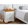 Farmhouse White Painted 2 Drawer Oak Bedside Table - SPRING SALE - 2