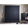 Toulouse Black Painted Large Triple Wardrobe with Drawer
