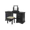 Toulouse Black Painted Double Pedestal Large Dressing Table - 10% OFF SPRING SALE - 10