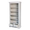Toulouse Grey Painted Tall Bookcase 2 Storage Drawers - 10% OFF CODE SAVE - 10