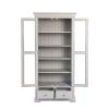 Toulouse Grey Painted Tall Glass Display Cabinet with Drawers - 10% OFF SPRING SALE - 10