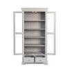 Toulouse Grey Painted Tall Glass Display Cabinet with Drawers - SPRING SALE - 10