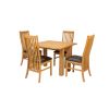Lichfield Flip Top 100cm 50cm Oak Table 2 Lichfield Brown Leather Oak Chair Set - 4