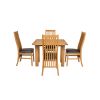 Lichfield Flip Top 100cm 50cm Oak Table 4 Lichfield Brown Leather Oak Chair Set - SPRING MEGA DEAL - 3