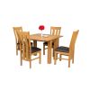 Lichfield Flip Top 100cm 50cm Oak Table 4 Churchill Brown Leather Oak Chair Set - 2