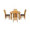 Lichfield Flip Top 100cm 50cm Oak Table 4 Churchill Brown Leather Oak Chair Set - 3