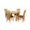 Lichfield Flip Top 100cm 50cm Oak Table 4 Churchill Brown Leather Oak Chair Set - 4