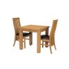 Lichfield Flip Top 80cm to 160cm Oak Table 2 Lichfield Brown Leather Oak Chair Set - 2