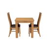 Lichfield Flip Top 80cm to 160cm Oak Table 2 Lichfield Brown Leather Oak Chair Set - 3