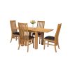 Lichfield Flip Top 80cm to 160cm Oak Table 4 Lichfield Brown Leather Oak Chair Set - 2