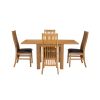 Lichfield Flip Top 80cm to 160cm Oak Table 4 Lichfield Brown Leather Oak Chair Set - 3