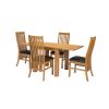 Lichfield Flip Top 80cm to 160cm Oak Table 4 Lichfield Brown Leather Oak Chair Set - 4