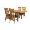 Lichfield Flip Top 80cm to 160cm Oak Table 4 Lichfield Brown Leather Oak Chair Set - 5