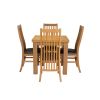Lichfield Flip Top 80cm to 160cm Oak Table 4 Lichfield Brown Leather Oak Chair Set - 7