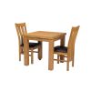 Lichfield Flip Top 80cm to 160cm Oak Table 2 Churchill Brown Leather Oak Chair Set - 2