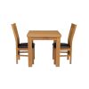 Lichfield Flip Top 80cm to 160cm Oak Table 2 Churchill Brown Leather Oak Chair Set - 3