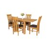 Lichfield Flip Top 80cm to 160cm Oak Table 4 Churchill Brown Leather Oak Chair Set - 2