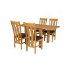 Lichfield Flip Top 80cm to 160cm Oak Table 4 Churchill Brown Leather Oak Chair Set - 3
