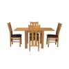 Lichfield Flip Top 80cm to 160cm Oak Table 4 Churchill Brown Leather Oak Chair Set - 4