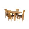 Lichfield Flip Top 80cm to 160cm Oak Table 4 Churchill Brown Leather Oak Chair Set - 5