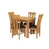 Lichfield Flip Top 80cm to 160cm Oak Table 4 Churchill Brown Leather Oak Chair Set - 6