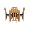Lichfield Flip Top 80cm to 160cm Oak Table 4 Churchill Brown Leather Oak Chair Set - 7