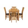 Lichfield Flip Top 80cm to 160cm Oak Table 4 Churchill Brown Leather Oak Chair Set - 7