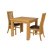 Flip Top 90cm 180cm Extending Oak Table 2 Lichfield Brown Leather Chair Set - 2