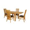 Flip Top 90cm 180cm Extending Oak Table 4 Lichfield Brown Leather Chair Set - 2
