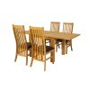 Flip Top 90cm 180cm Extending Oak Table 4 Lichfield Brown Leather Chair Set - 3