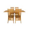 Flip Top 90cm 180cm Extending Oak Table 4 Lichfield Brown Leather Chair Set - 4
