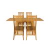 Flip Top 90cm 180cm Extending Oak Table 4 Lichfield Brown Leather Chair Set - 4