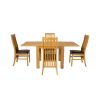 Flip Top 90cm 180cm Extending Oak Table 4 Lichfield Brown Leather Chair Set - 5