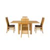Flip Top 90cm 180cm Extending Oak Table 4 Lichfield Brown Leather Chair Set - 5