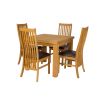 Flip Top 90cm 180cm Extending Oak Table 4 Lichfield Brown Leather Chair Set - 7
