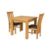 Flip Top 90cm 180cm Extending Oak Table 2 Churchill Brown Leather Chair Set - 2
