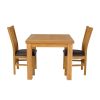 Flip Top 90cm 180cm Extending Oak Table 2 Churchill Brown Leather Chair Set - 3
