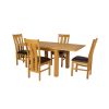 Flip Top 90cm 180cm Extending Oak Table 4 Churchill Brown Leather Chair Set - 2