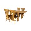 Flip Top 90cm 180cm Extending Oak Table 4 Churchill Brown Leather Chair Set - 3