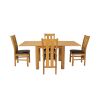 Flip Top 90cm 180cm Extending Oak Table 4 Churchill Brown Leather Chair Set - 4