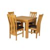 Flip Top 90cm 180cm Extending Oak Table 4 Churchill Brown Leather Chair Set - 5