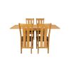 Flip Top 90cm 180cm Extending Oak Table 4 Churchill Brown Leather Chair Set - 6