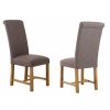 Harrogate Brown Herringbone Fabric Dining Chair with Oak Legs - SPRING SALE - 3 LEFT IN STOCK - 3