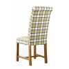 Harrogate Check Green Herringbone Fabric Dining Chair Oak Legs - SPRING SALE - 4